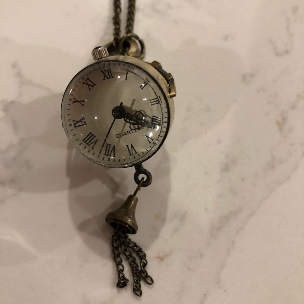 Brass global long necklace watch